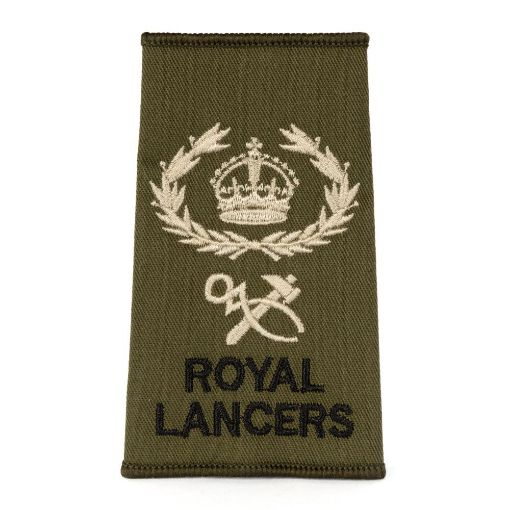Picture of The Royal Lancers Rank slide - Olive - RQMS with H&T - Tudor Crown